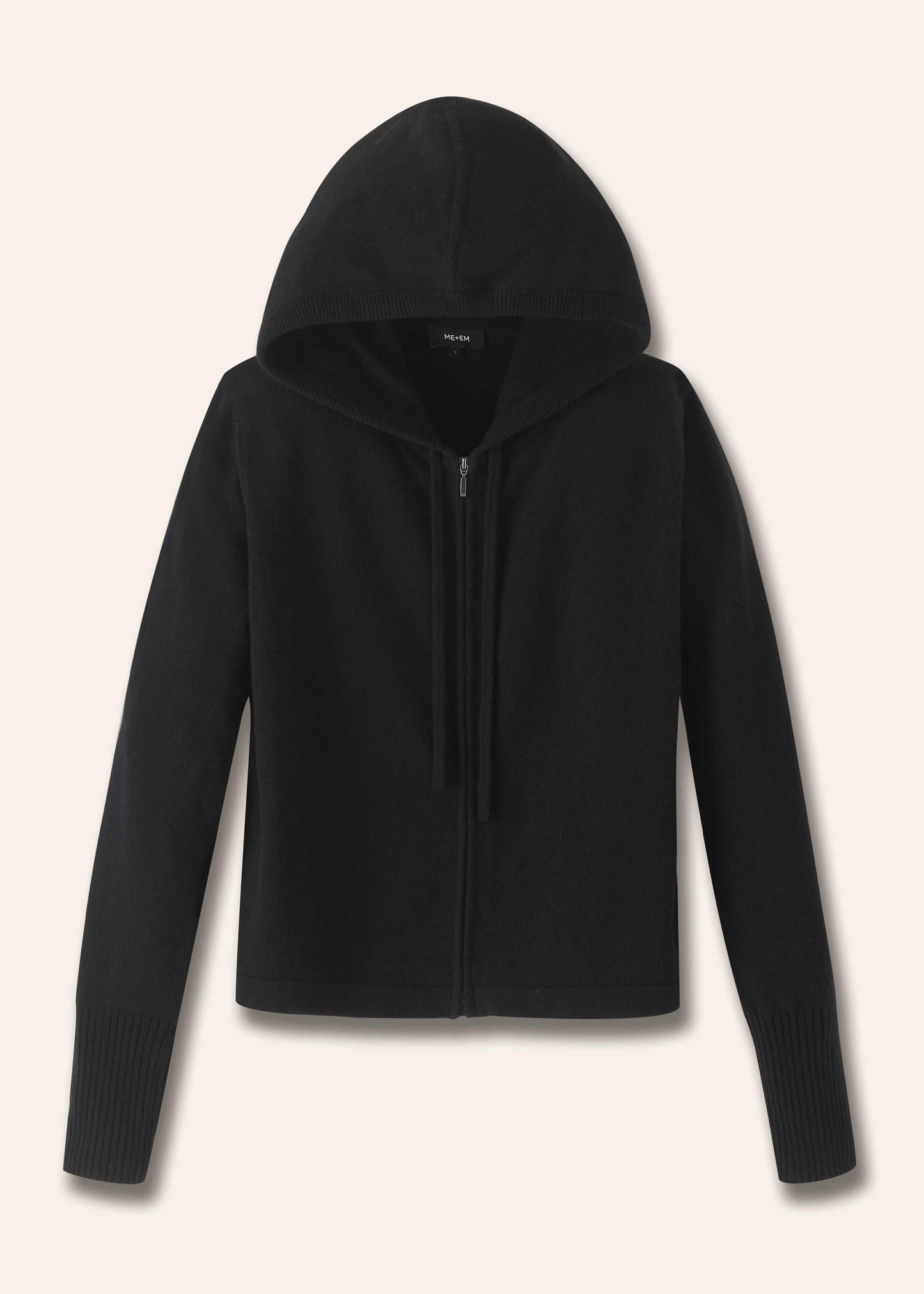 Black Cashmere Relaxed Fit Box Zip Hoodie
