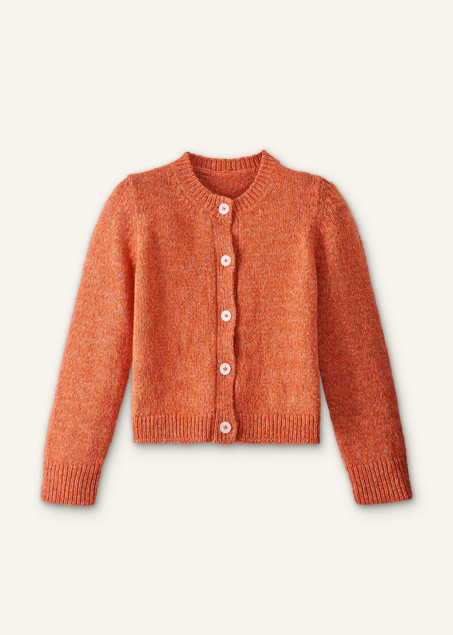 Orange Relaxed Crew Cardigan