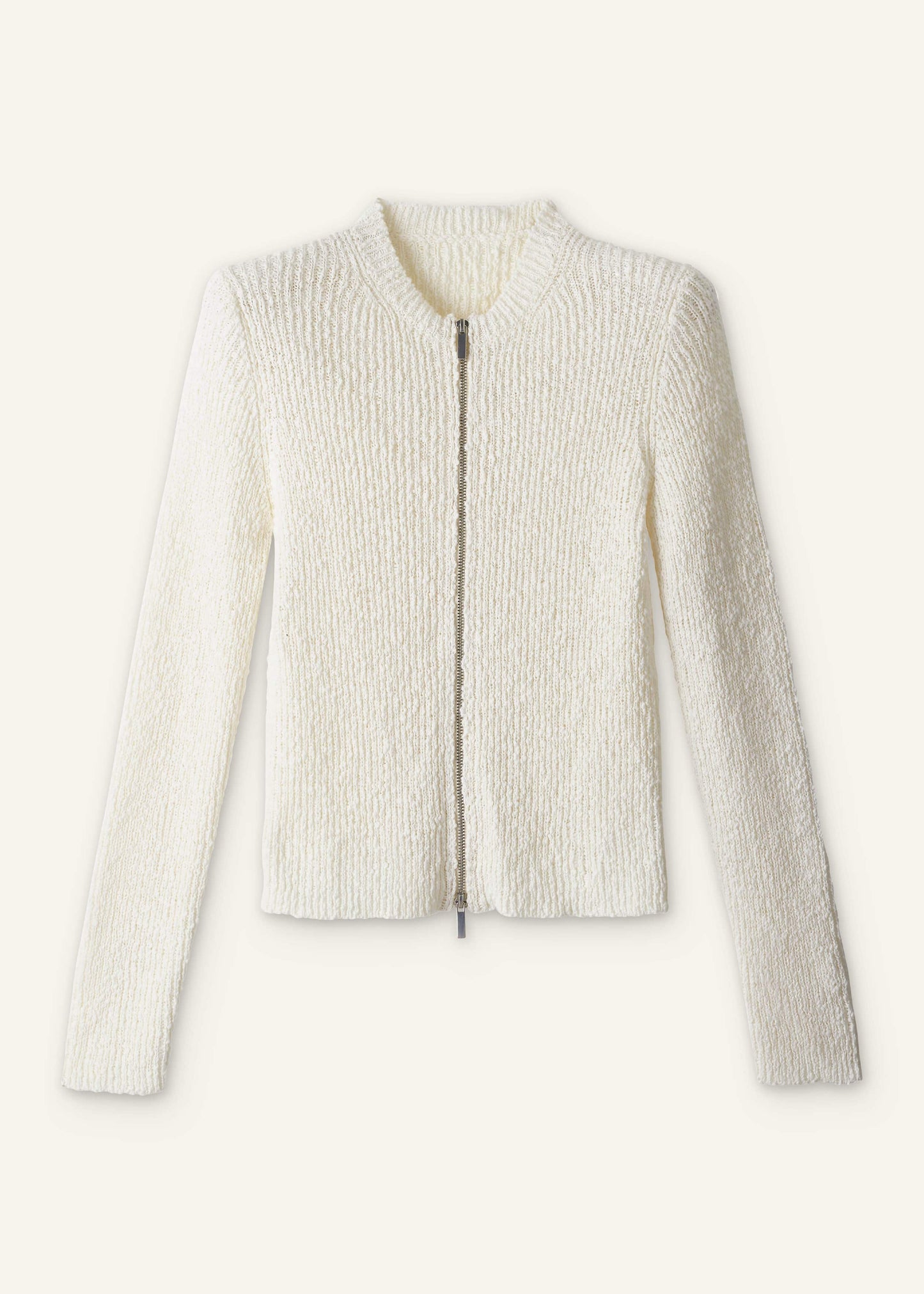 Cream Double Zip Cardigan