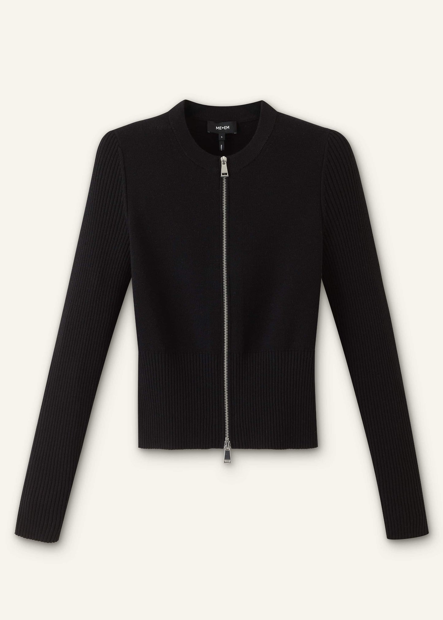 Black Milano Knit Two-Way Zip Cardigan