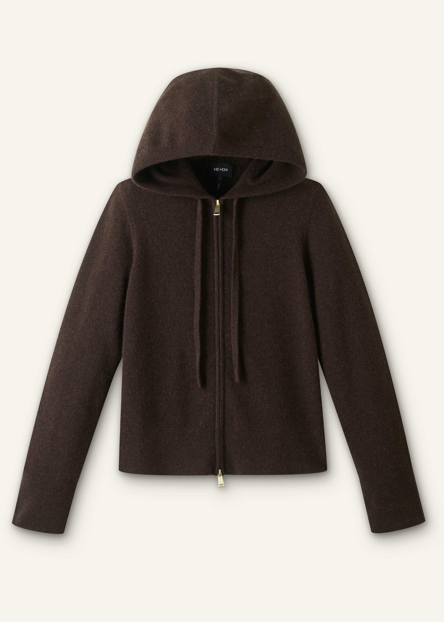 Brown Cashmere Two Way Zip Straight Hoodie