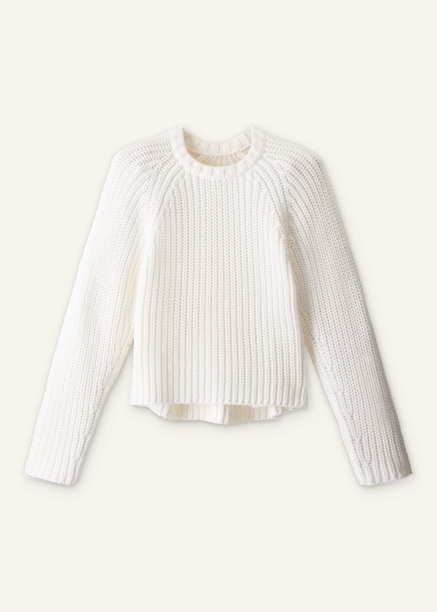 White Chunky Raglan Relaxed Weekend Sweater