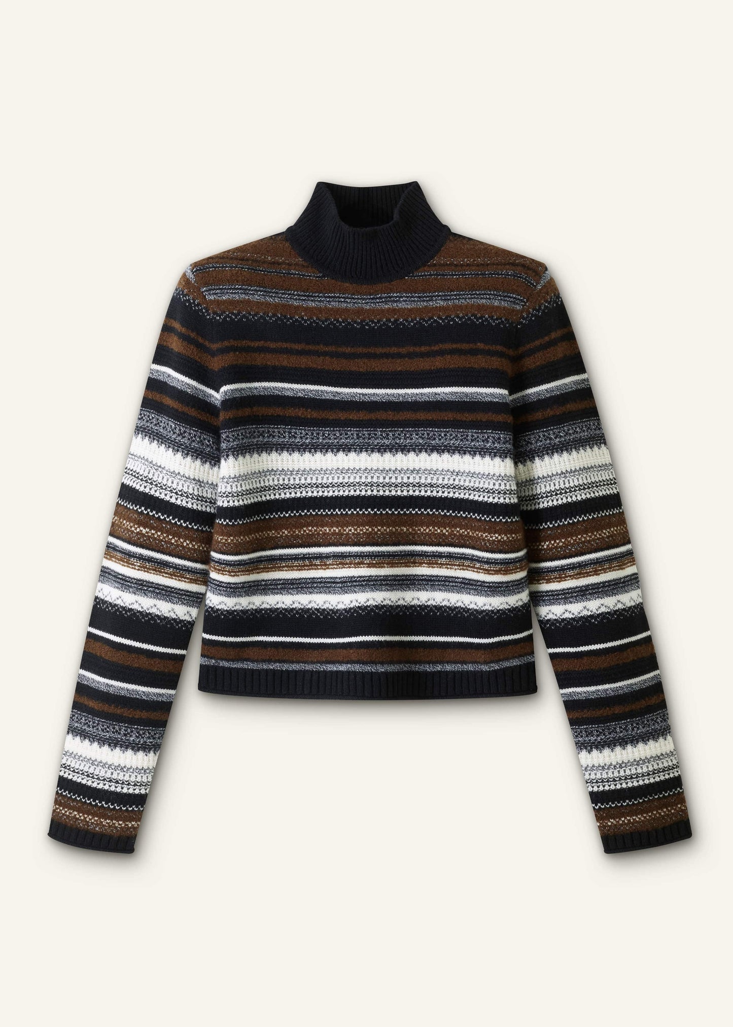 Black Textured Stitch Relaxed High Neck Sweater