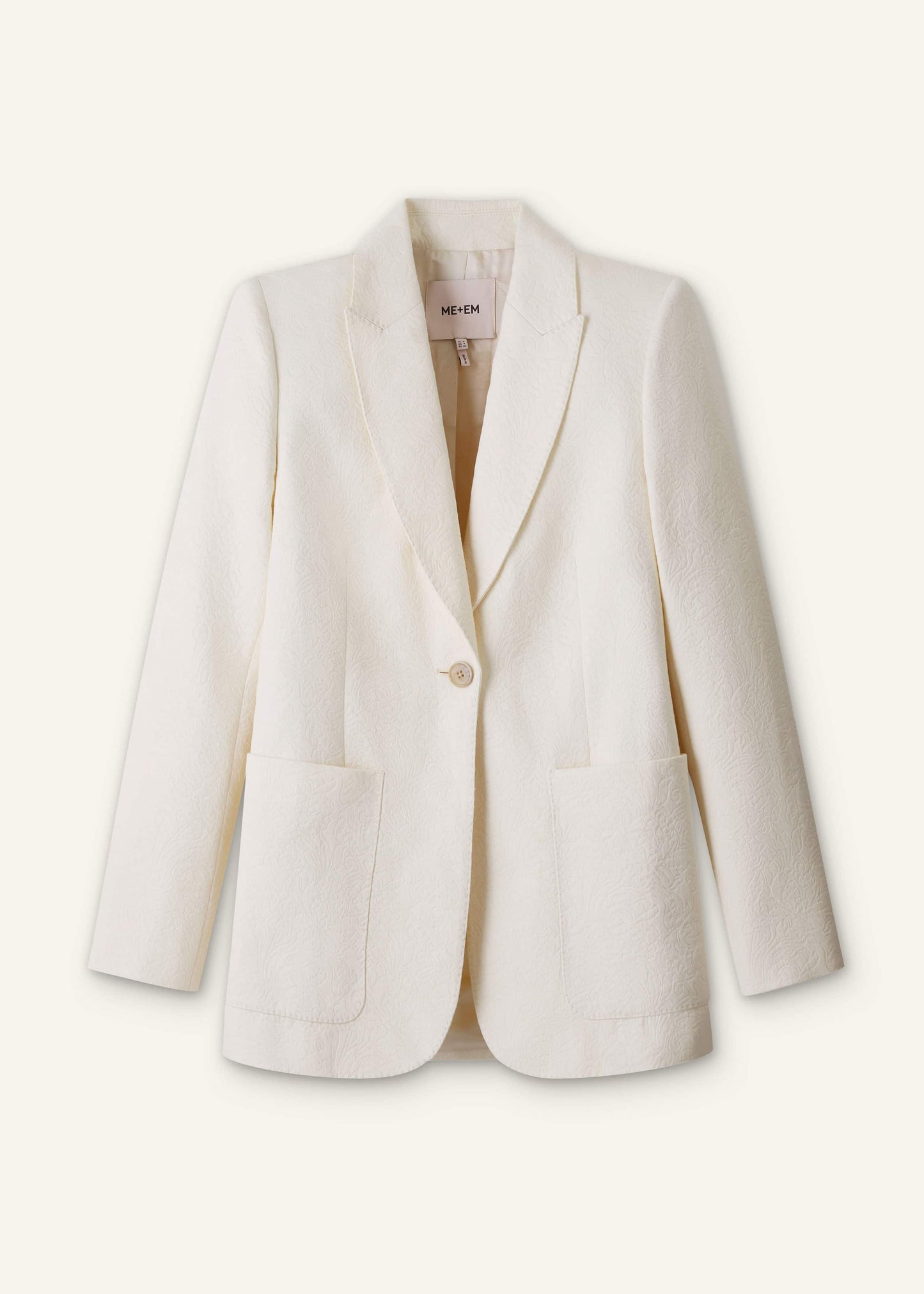 Ivory Luxe Jacquard Sharp Shoulder Blazer