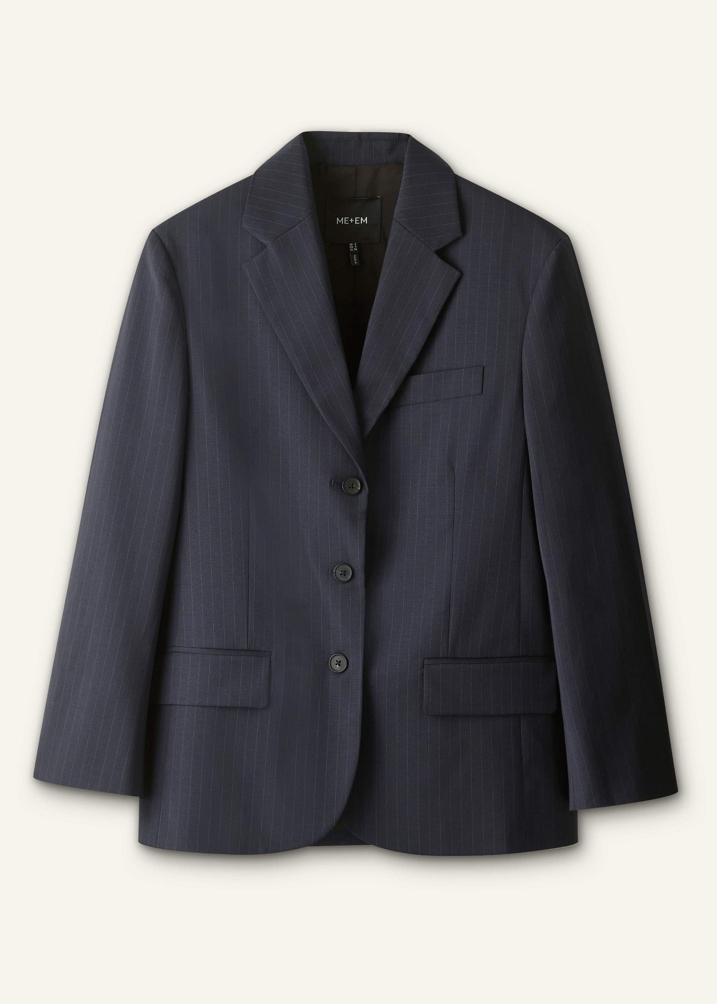 Navy Pinstripe Oversized Blazer