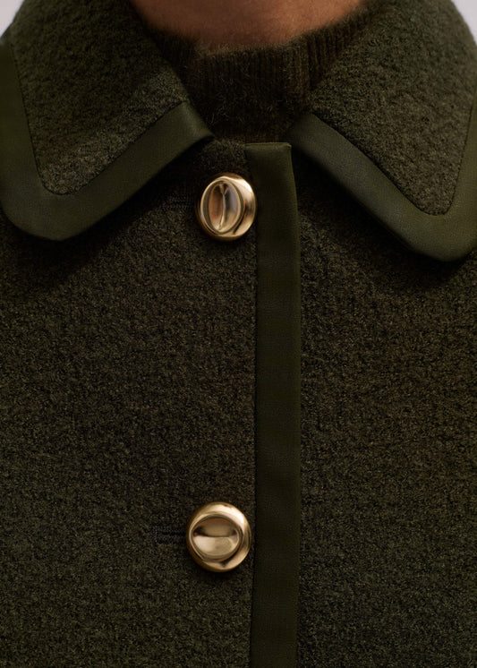Olive Green Straight Crop Jacket