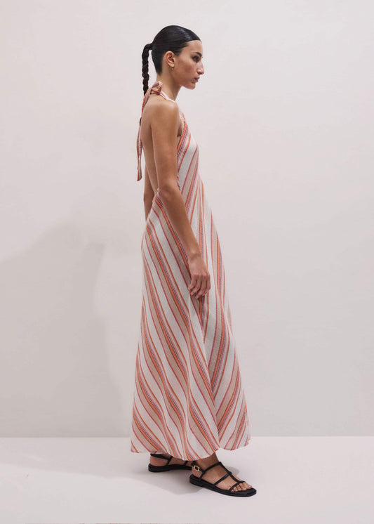 Pink Halter Maxi Beach Dress