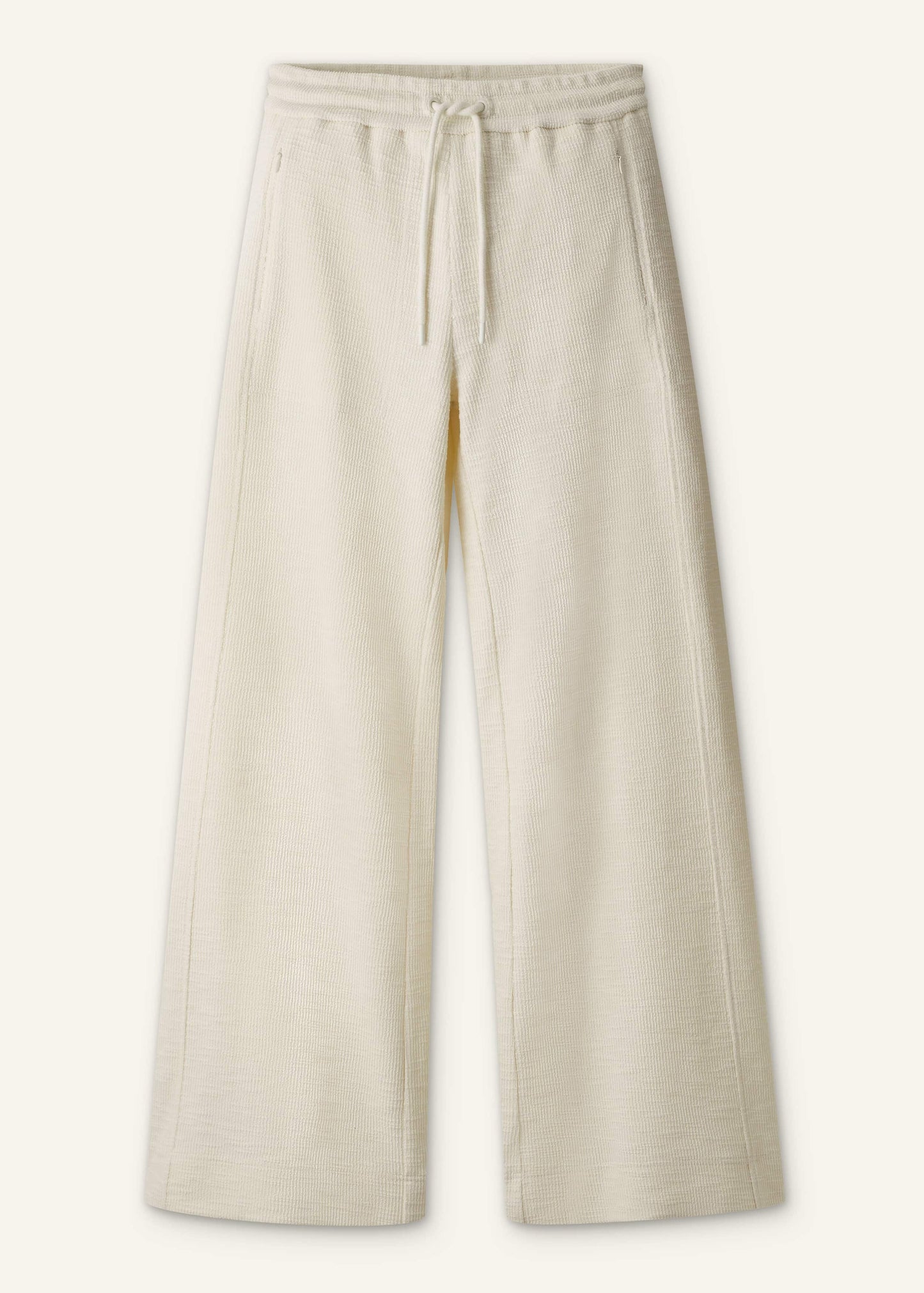 Cream Wide-Leg Track Pant