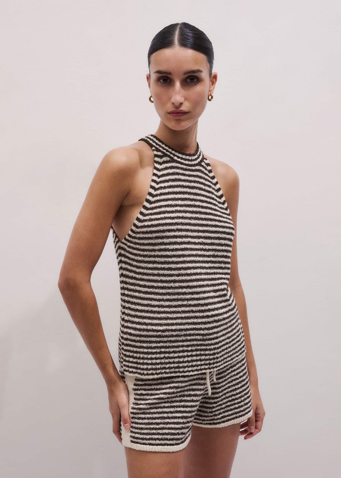 Cocoa Brown Stripe Short Co-ord