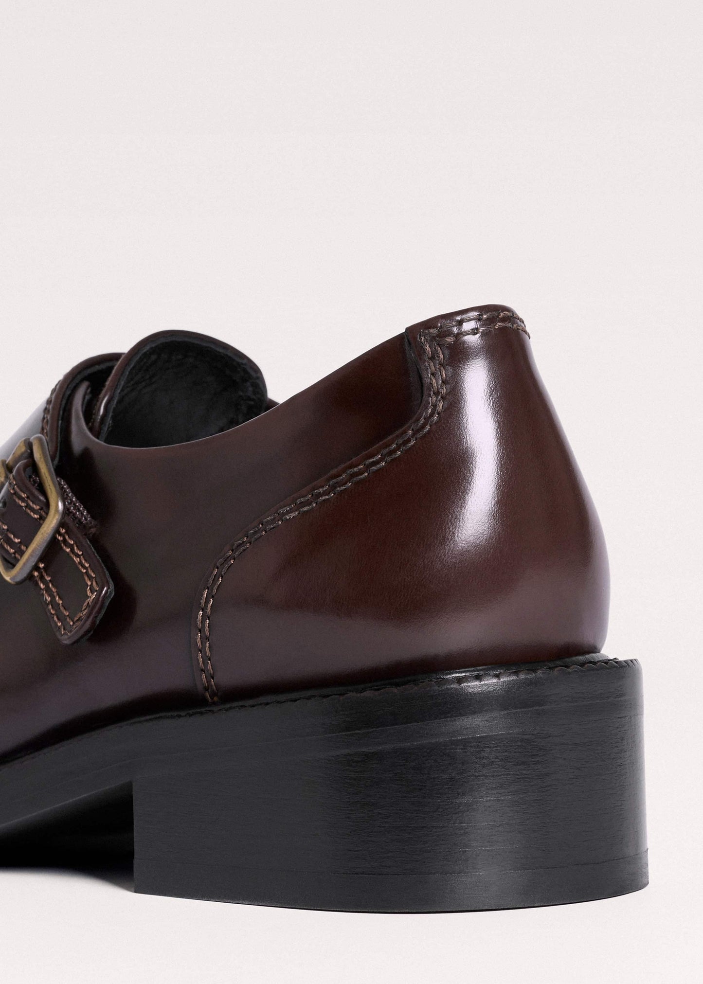 Brown Leather Double Buckle Shoe