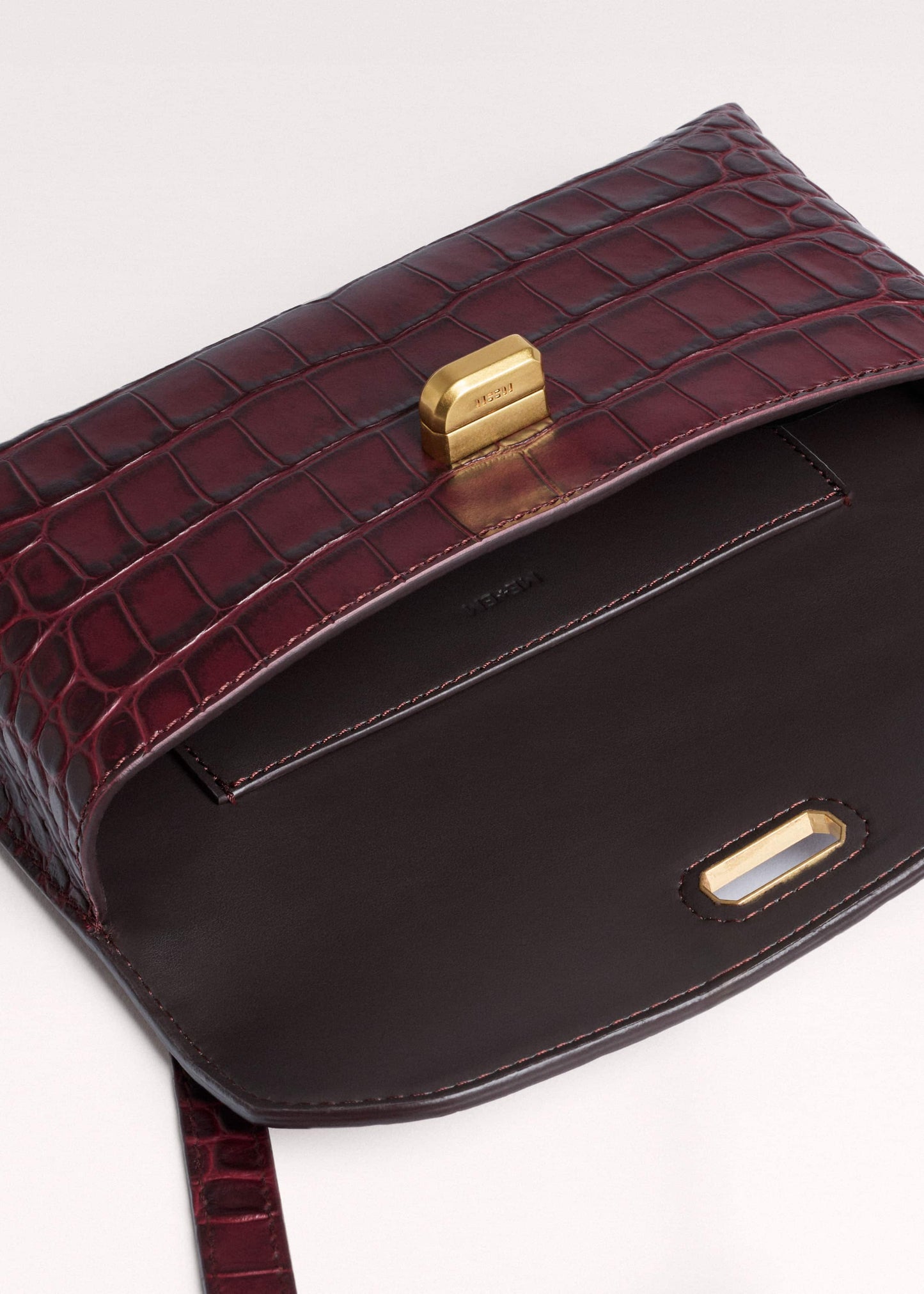 Red Red Leather Croc Print Small Pouch