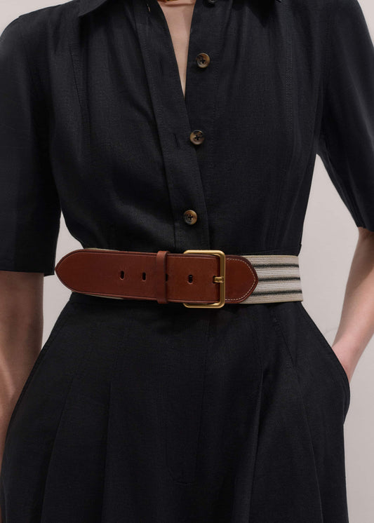 Cream Wide Elastic Belt