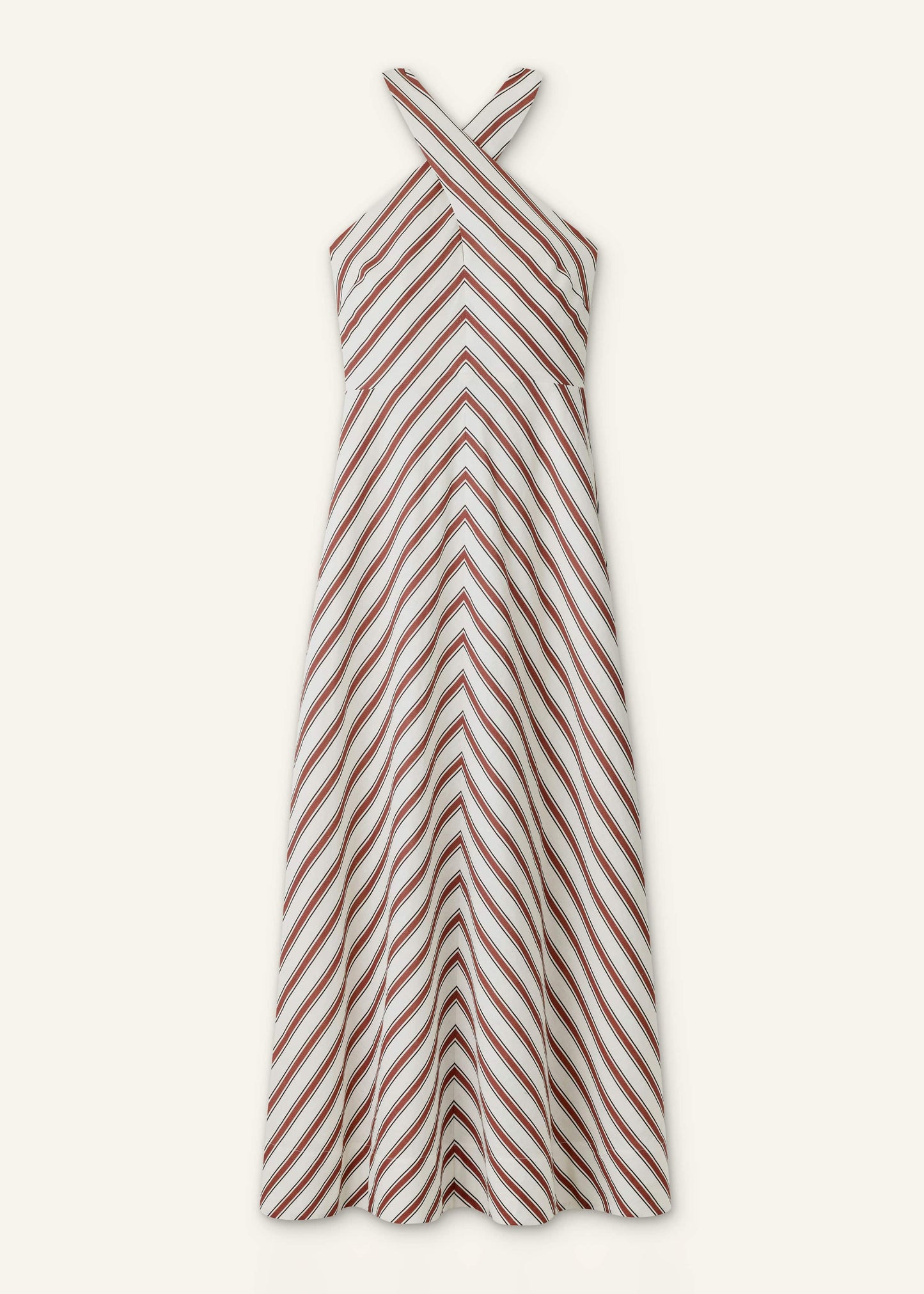 Cream Crease-Less Linen Halterneck Maxi Dress
