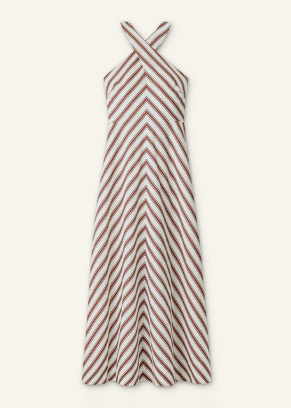 Cream Crease-Less Linen Halterneck Maxi Dress