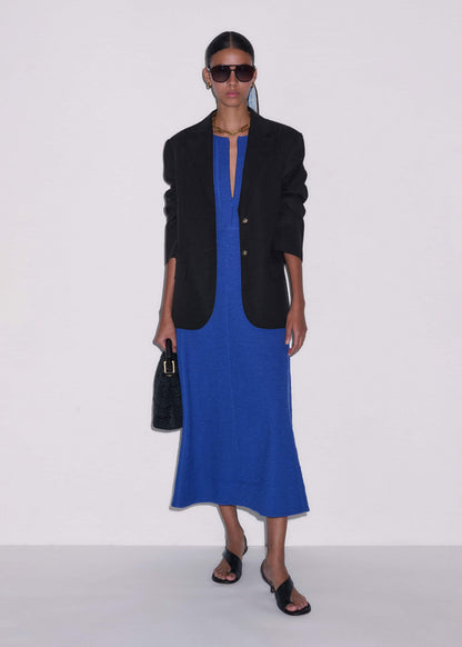 Blue Fit + Flare Maxi Dress