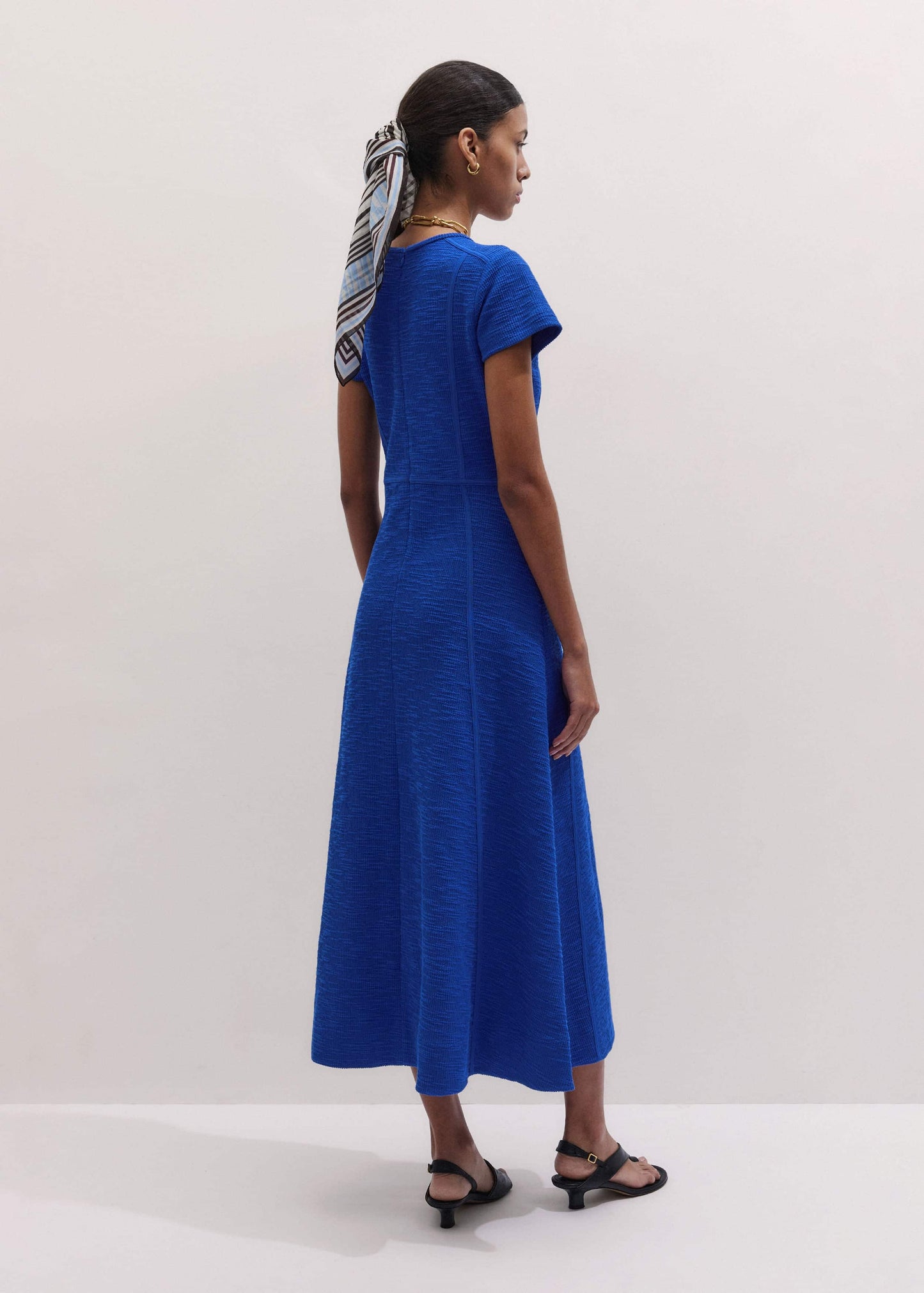 Blue Fit + Flare Maxi Dress