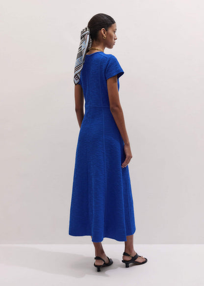 Blue Fit + Flare Maxi Dress