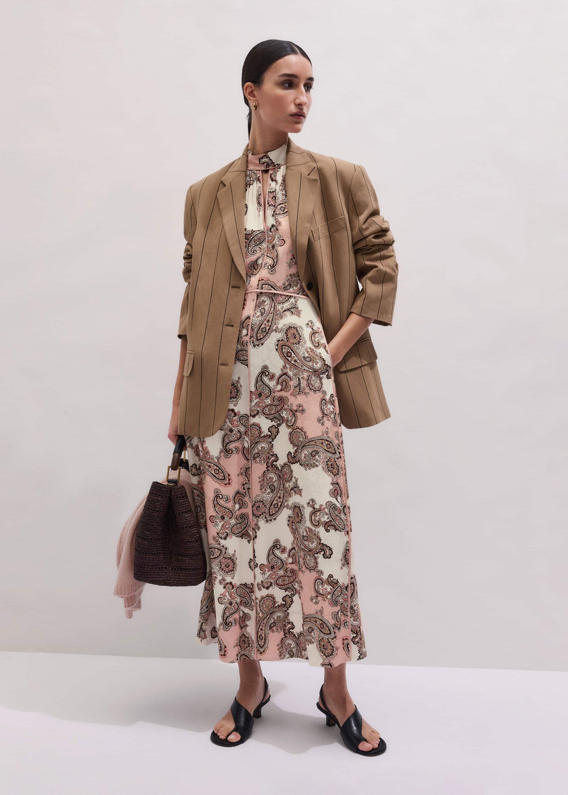 Pink Paisley Print Fit + Flare Maxi Dress