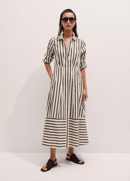 Cream Spring Stripe Maxi Dress + Belt