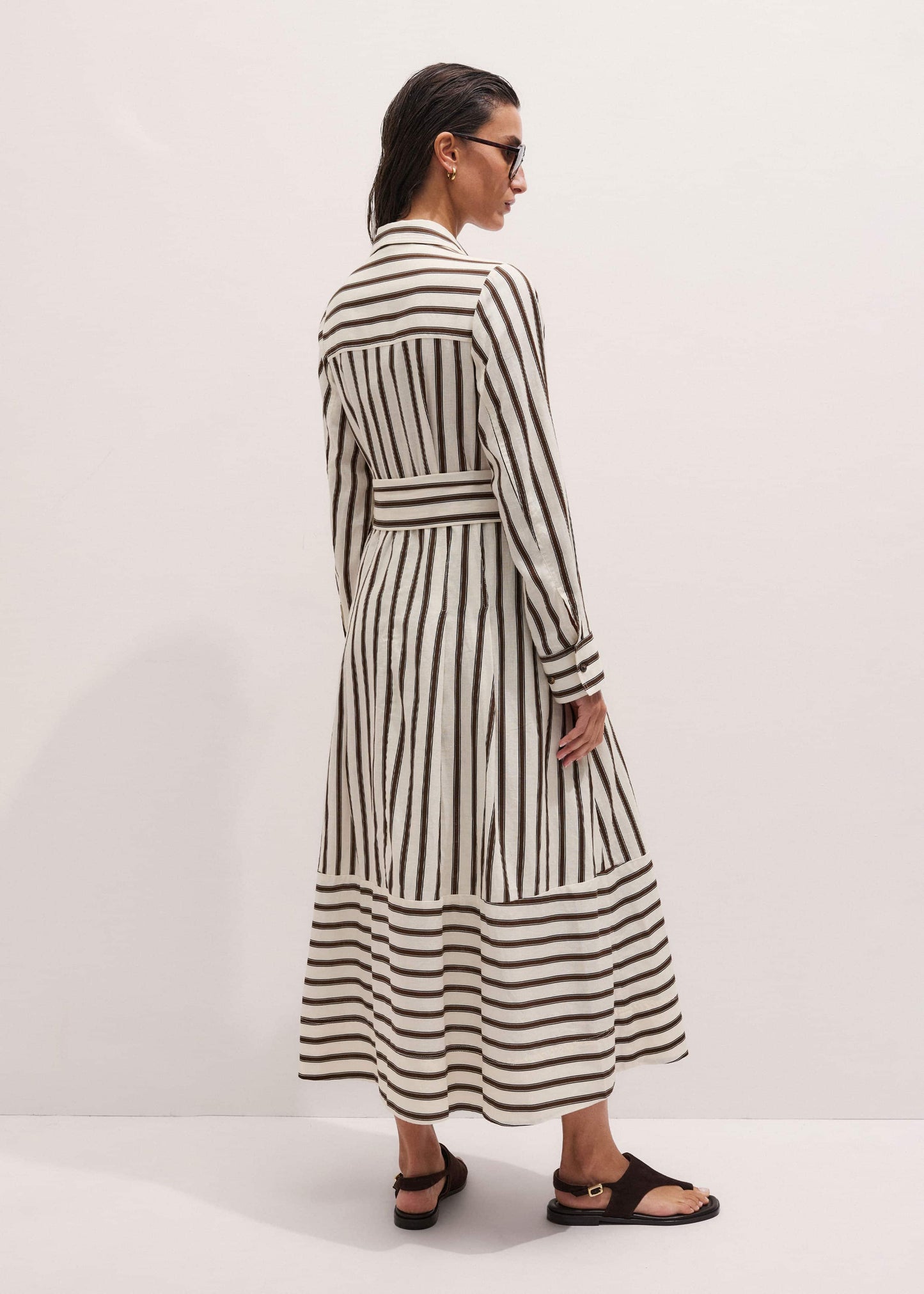 Cream Spring Stripe Maxi Dress + Belt