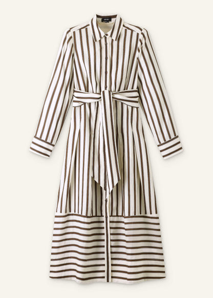 Cream Spring Stripe Maxi Dress + Belt
