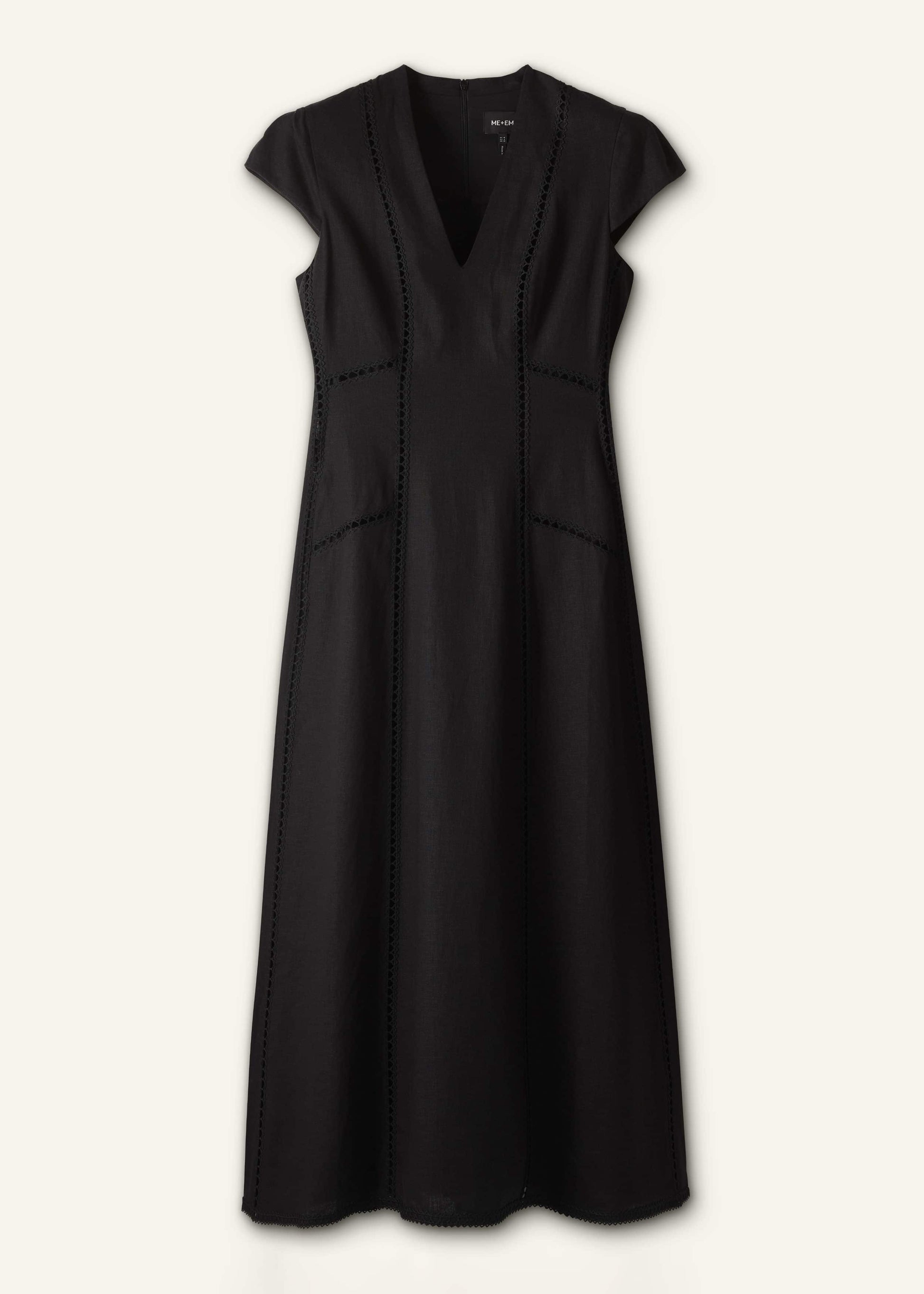 Black Crease-Less Linen Embroidered Maxi Dress
