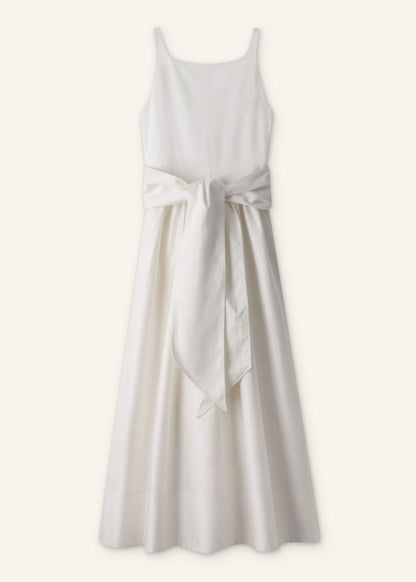 Cream Fit + Flare Maxi Dress
