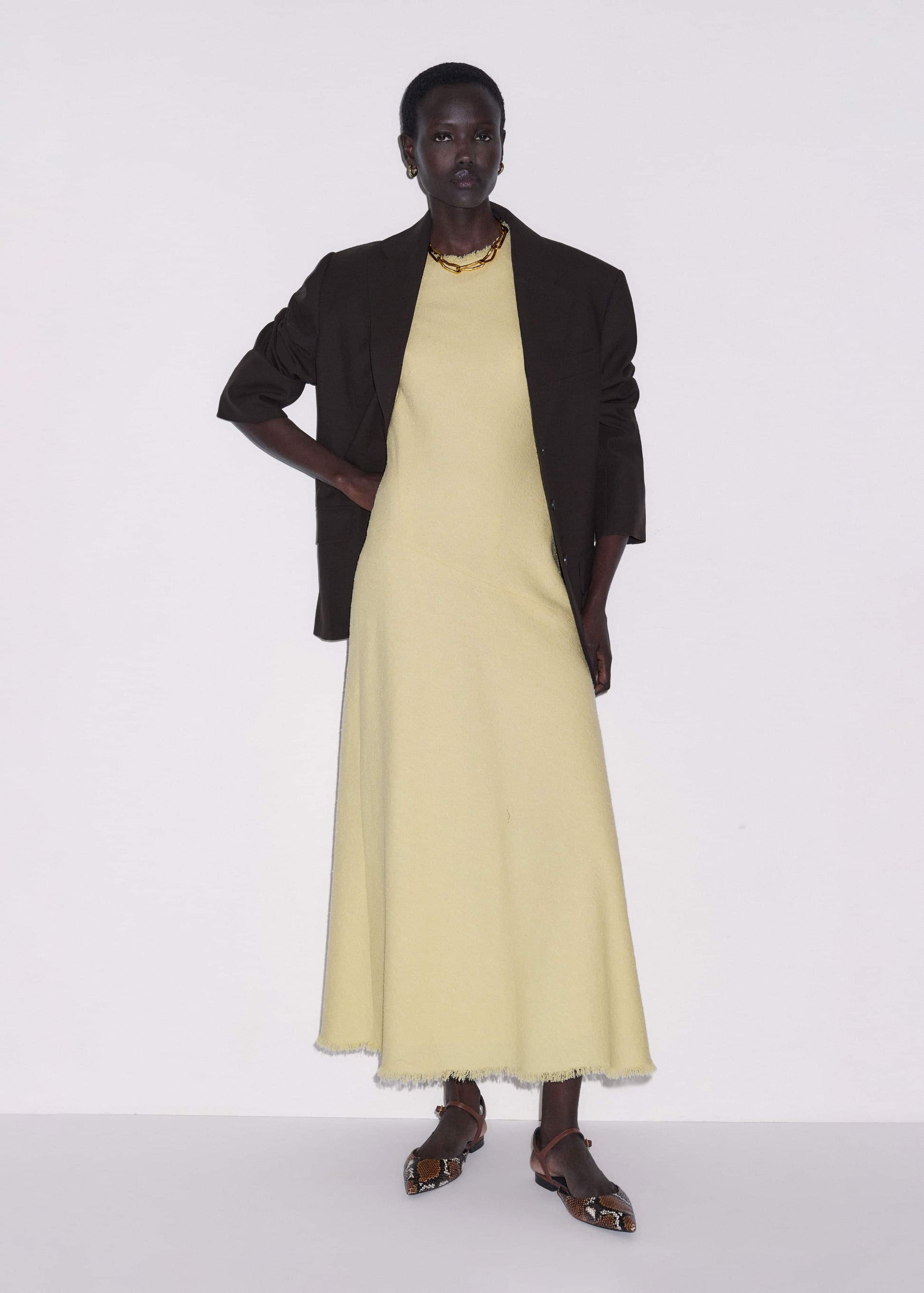 Yellow Bias Cut Maxi Dress