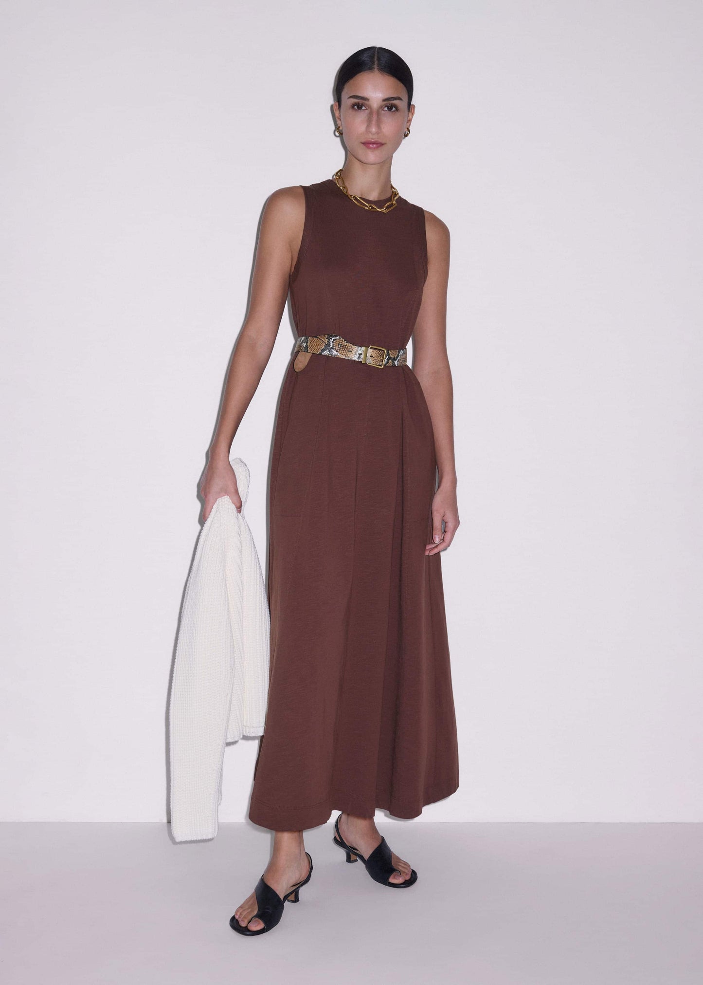 Cinnamon Brown Maxi Swing Dress