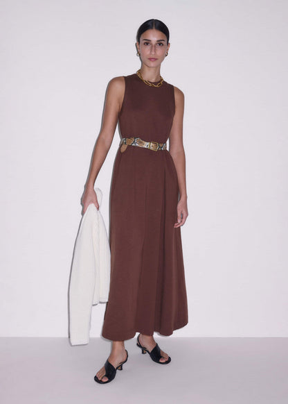 Cinnamon Brown Maxi Swing Dress