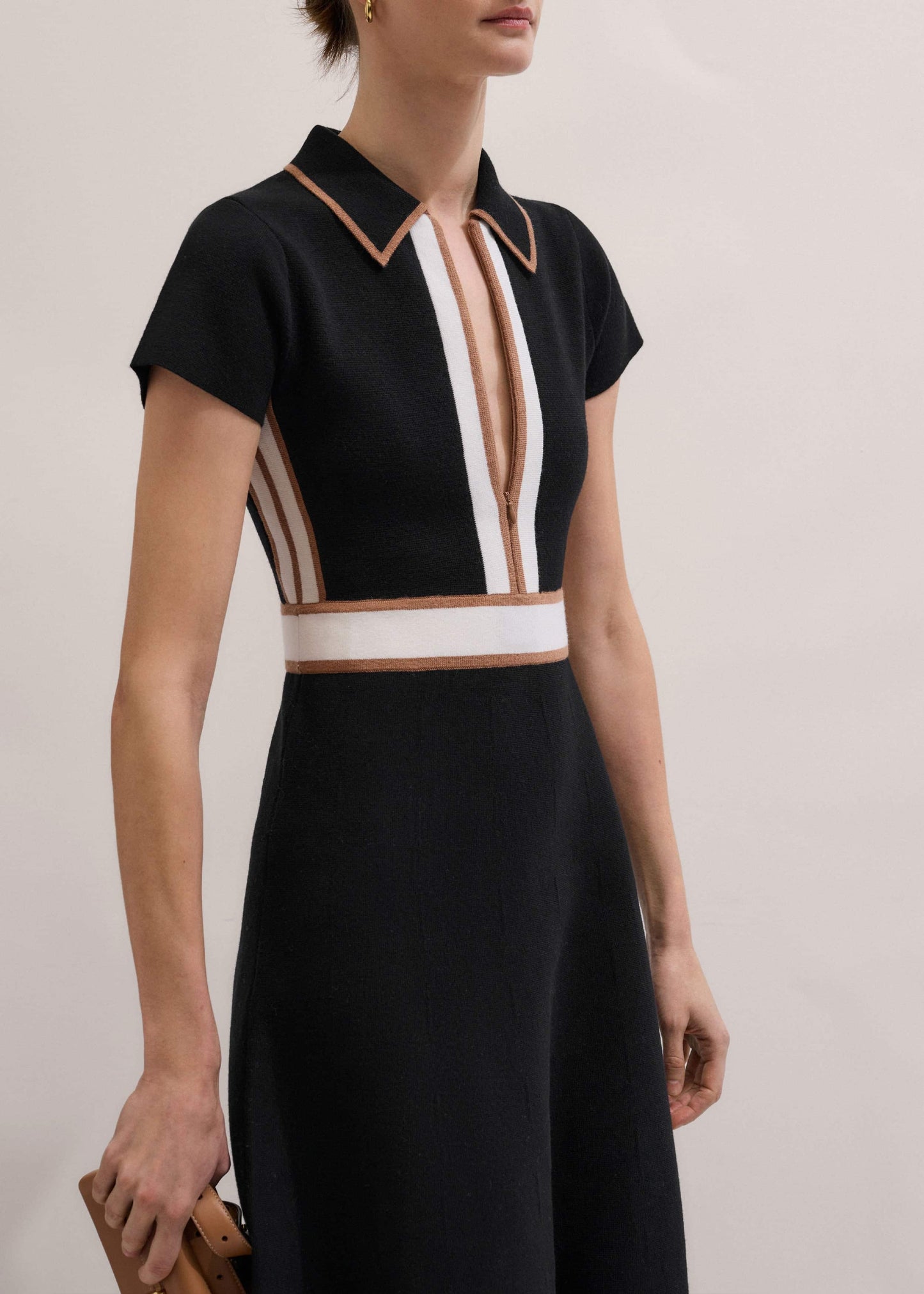 Black Milano Knit Collared Maxi Dress