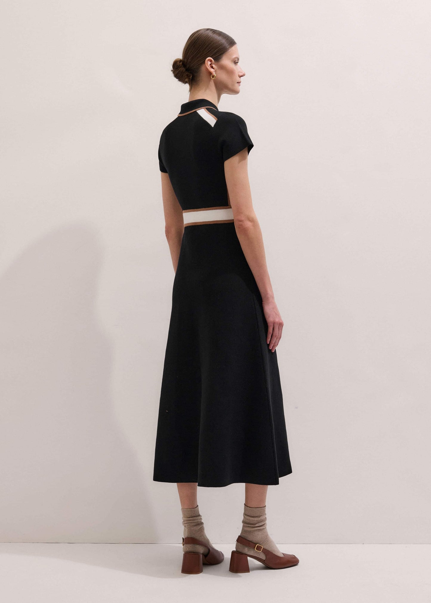 Black Milano Knit Collared Maxi Dress