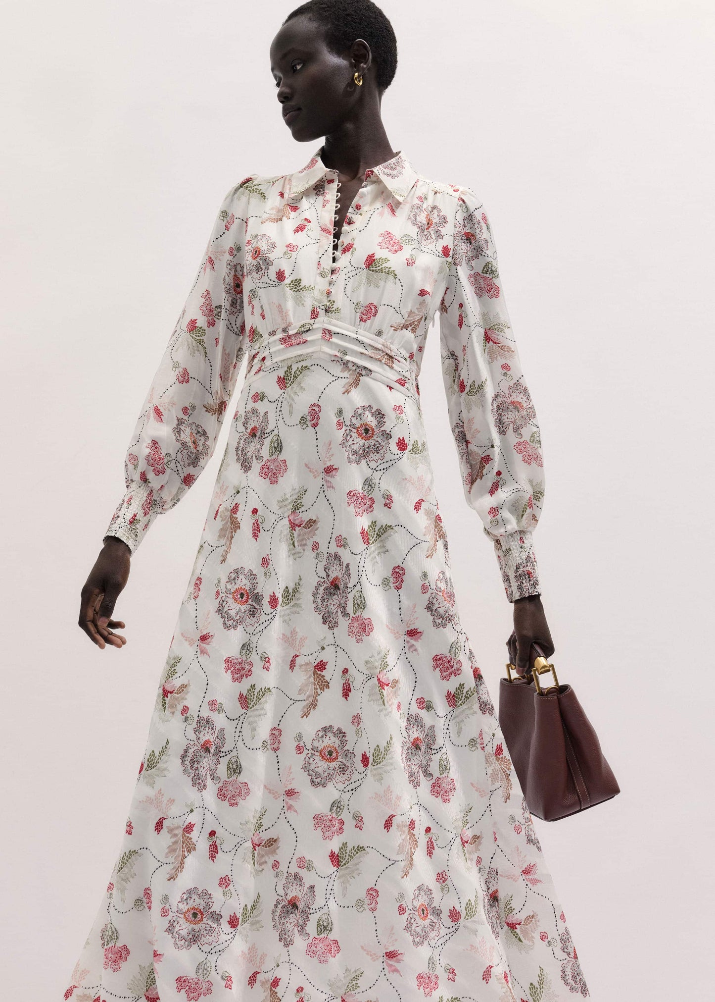 Cream Fit + Flare Maxi Dress