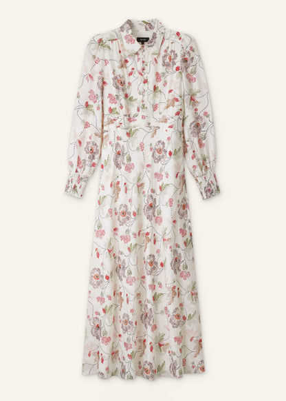 Cream Fit + Flare Maxi Dress