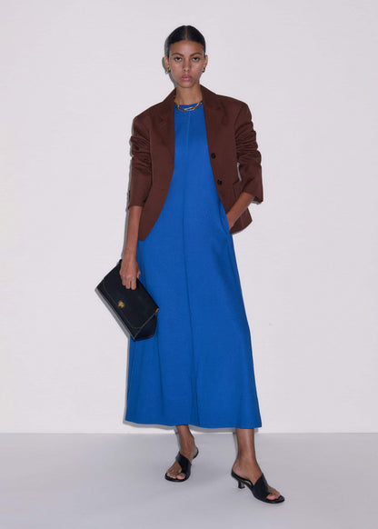 Blue Crease-Less Linen Effortless Maxi Dress