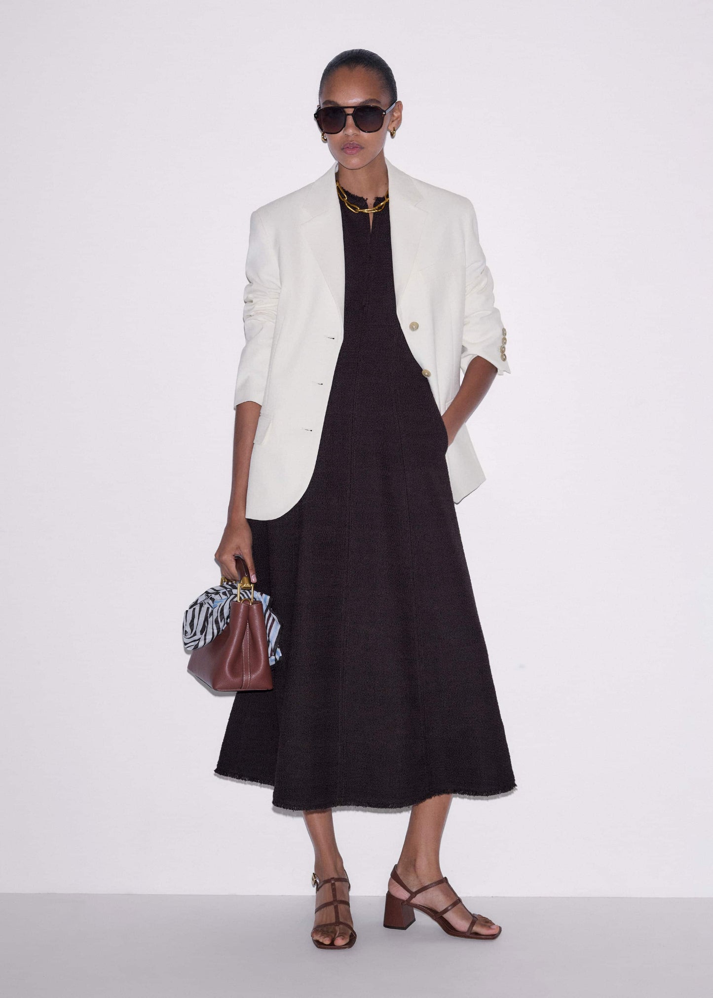 Brown Desk-To-Dinner Fit And Flare Maxi Dress