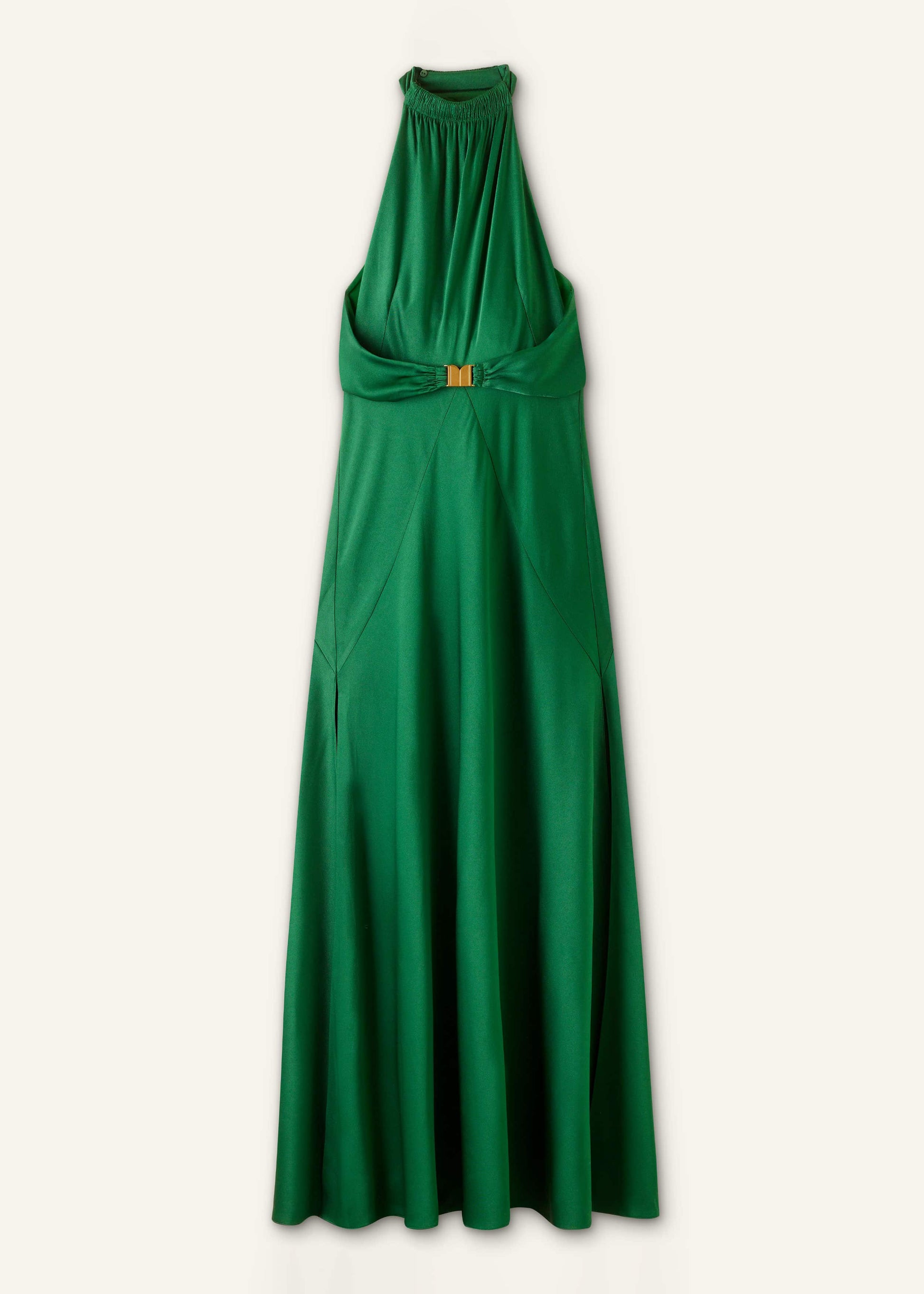 Green Beautifully Draped Full-Length Dress