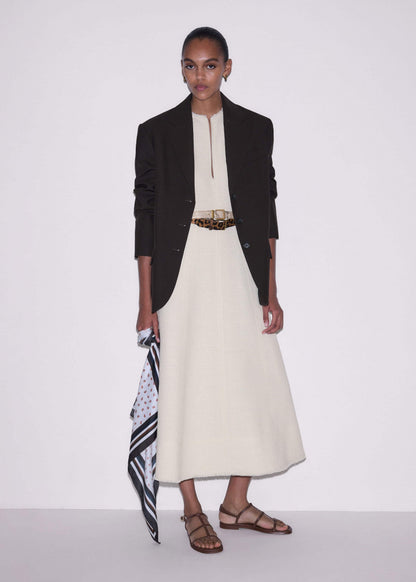 Cream Desk-To-Dinner Fit And Flare Maxi Dress