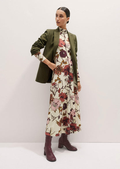 Cream High Neck Jersey Maxi Dress