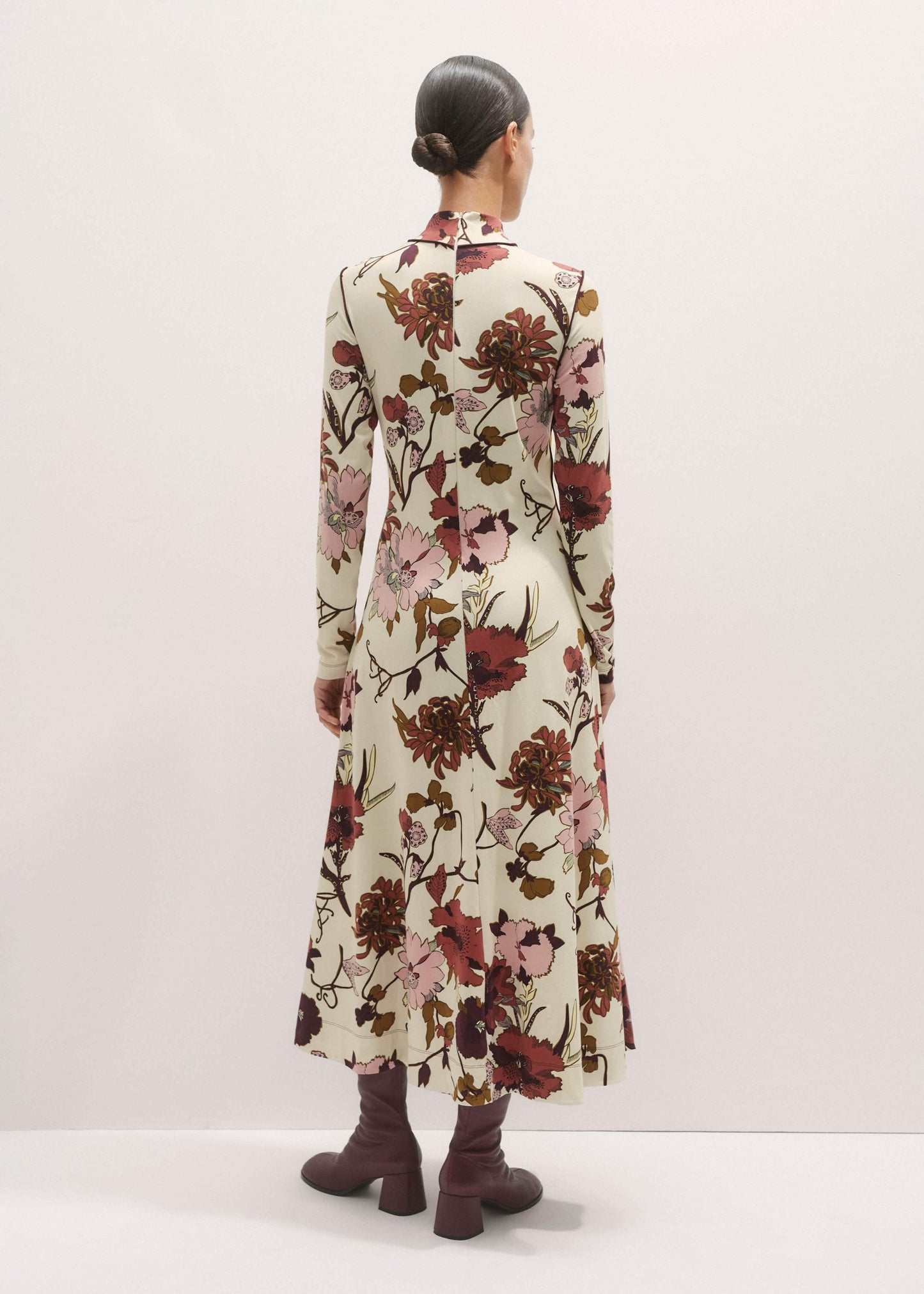 Cream High Neck Jersey Maxi Dress