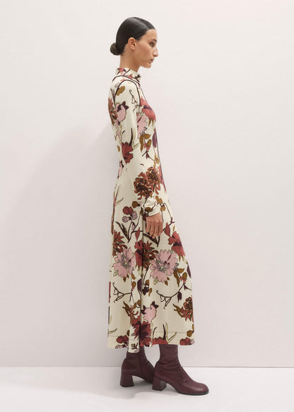 Cream High Neck Jersey Maxi Dress