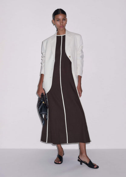 Brown Crease-Less Linen Effortless Maxi Dress