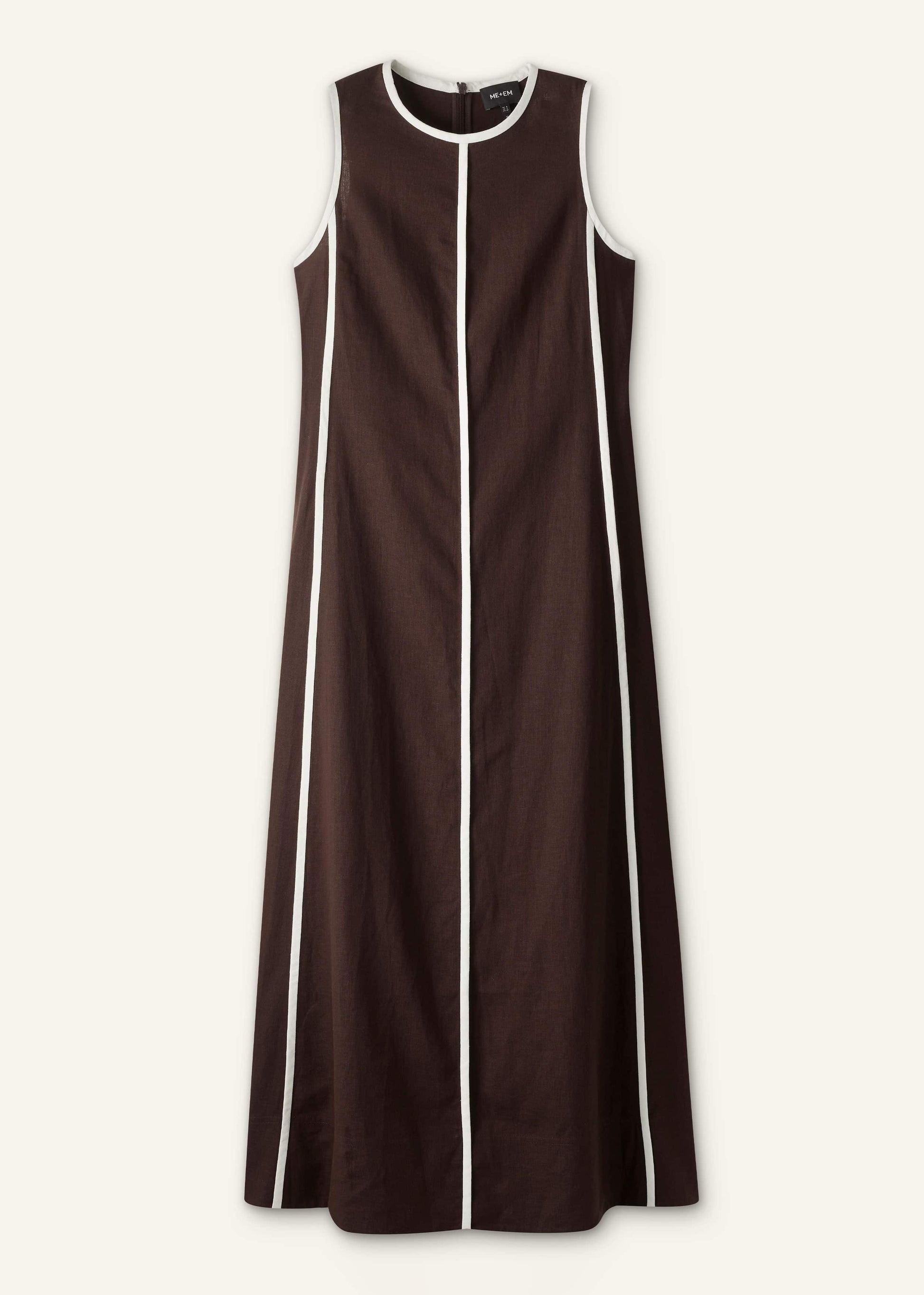 Brown Crease-Less Linen Effortless Maxi Dress