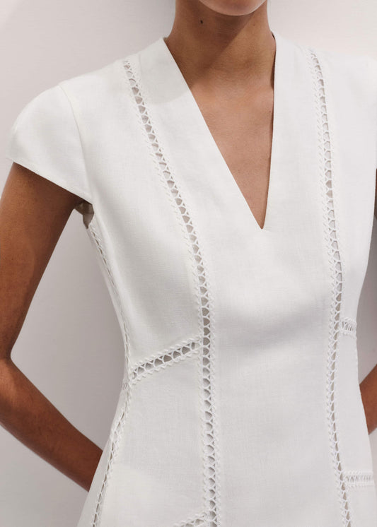 White Crease-Less Linen Embroidered Maxi Dress