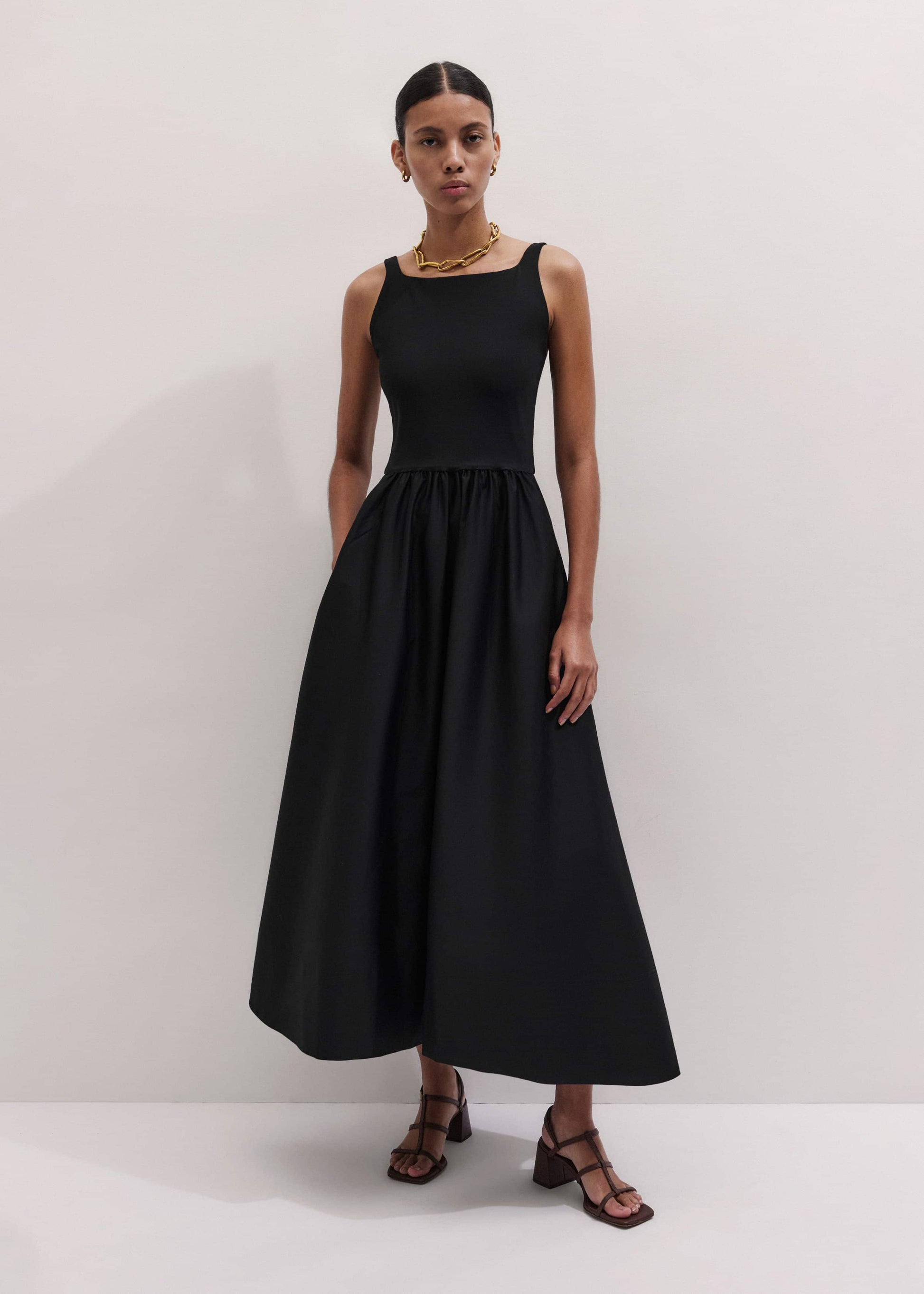 Black Fit + Flare Maxi Dress