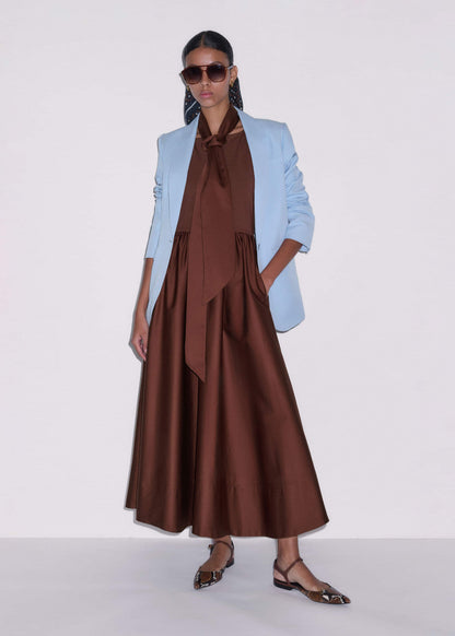 Cinnamon Brown Fit + Flare Maxi Dress