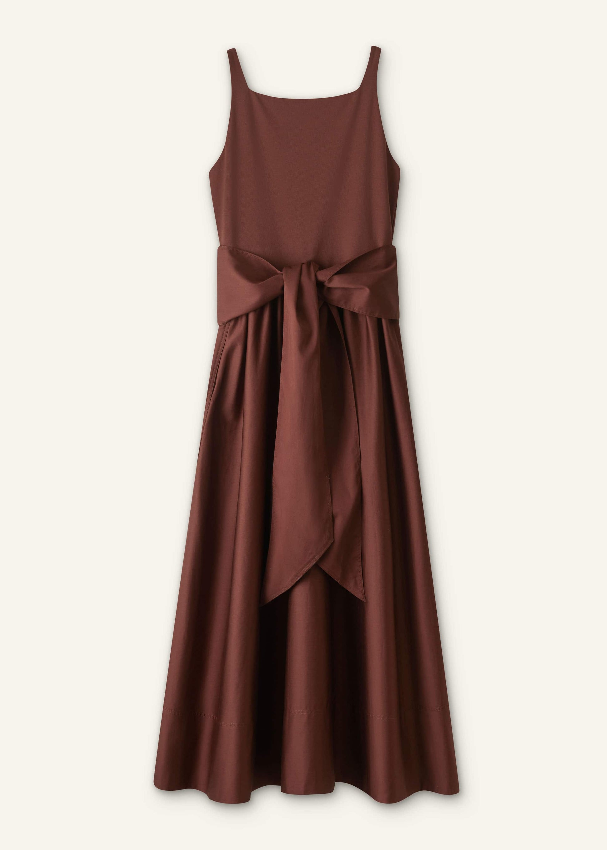 Cinnamon Brown Fit + Flare Maxi Dress