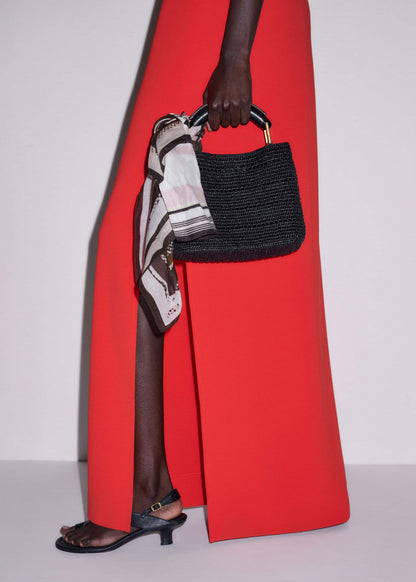 Red Draped Full Length Dress