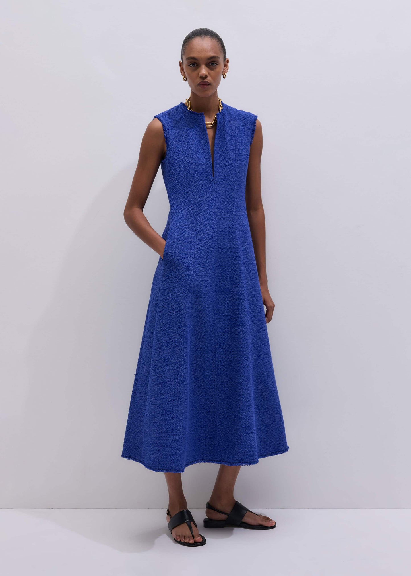 Blue Desk-To-Dinner Fit And Flare Maxi Dress