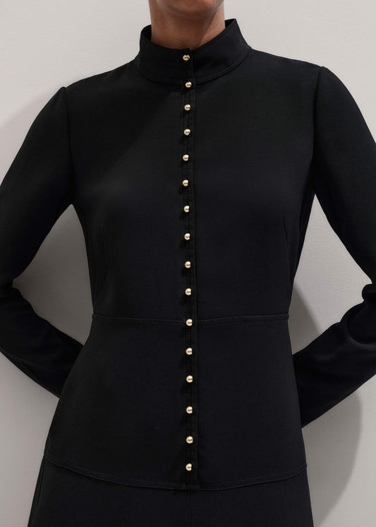 Black A-Line Feature Button Maxi Dress